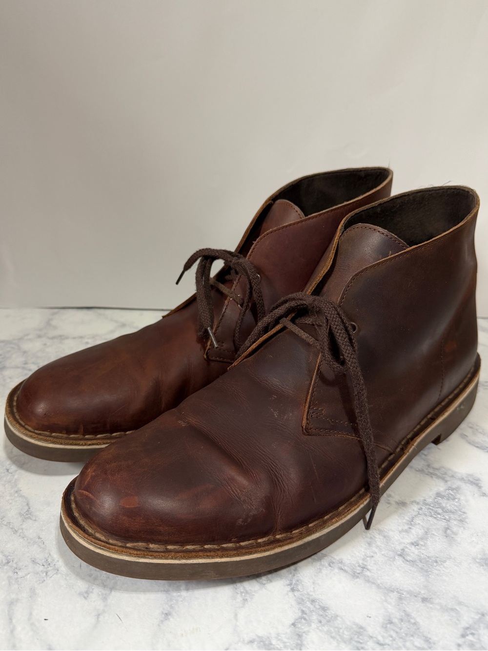 Clarks Bushacre 15522 Size 13 Men’s Brown Leather Chukka Laceup Boots Shoes - Picture 3 of 8